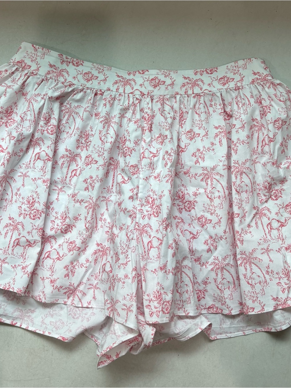 Caroline Constas White and Pink Floral Toile Shorts